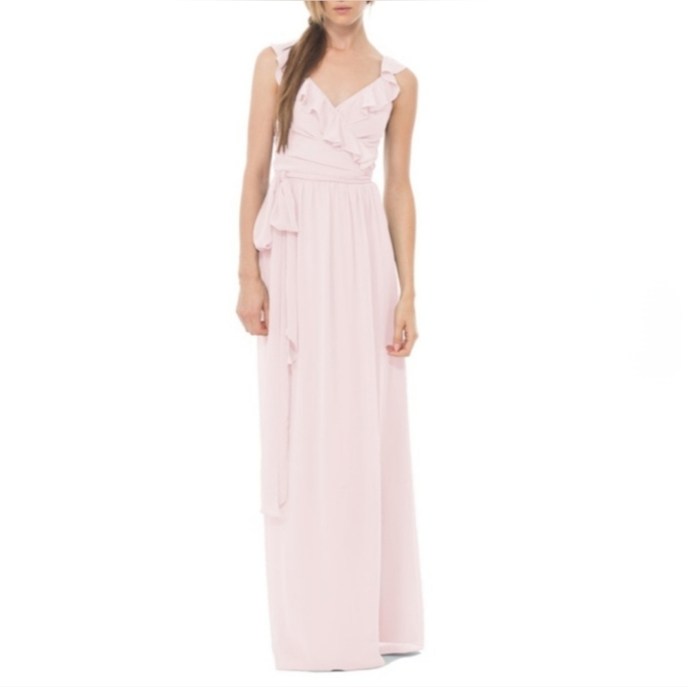 Ceremony by Joanna August Wrap Ruffle Dress in Tiny Dancer‎ Pink